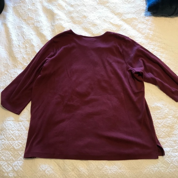 RARE QF maroon 3/4 sleeved top with embroidered fall bicycle scene (XL) - Picture 4 of 16